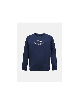Detská mikina Peak Performance Jr Original Crew, farba tmavomodrá Detská mikina Peak Performance Jr Original Crew, farba tmavomodrá