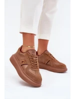 Skórzane Damskie Sneakersy Na Platformie Daniel Lopez Just Dare SS2D4005 Brązowe