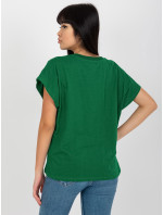 Tmavozelené jednofarebné dámske bavlnené tričko MAYFLIES