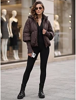 Dámska zimná prešívaná bunda s kapucňou, hnedá, FashionStreet TY5896