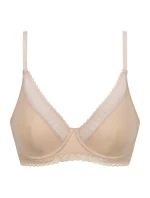 Dámska čipkovaná podprsenka s kosticami DIM DAILY MICRO FOULARD BRA - DIM - nude