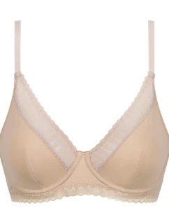 Dámska čipkovaná podprsenka s kosticami DIM DAILY MICRO FOULARD BRA - DIM - nude