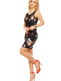 Spoločenské a párty šaty značkové vypasované bez rukávov čierne - Čierna / UNI - Made in ITALY