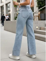 Dámske široké džínsy s vysokým pásom modré FashionStreet UY2973