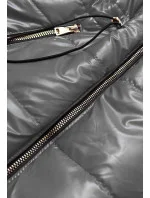 Lesklá vesta v grafitovej farbe s kapucňou (B9783-70) Lesklá vesta v grafitovej farbe s kapucňou (B9783-70)