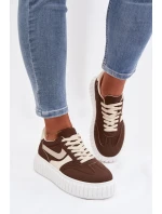 Dámské tenisky na platformě z eko semiše hnědé Cadrina