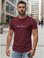 Pánske bavlnené tričko s nápisom „Project London“ v bordovej farbe, FashionStreet NX5127R Pánske bavlnené tričko s nápisom „Project London“ v bordovej farbe, FashionStreet NX5127R