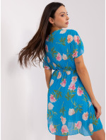 Modré skladané kvetinové šaty