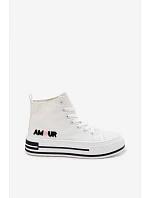 Dámské vysoké tenisky na platformě bílé Liline