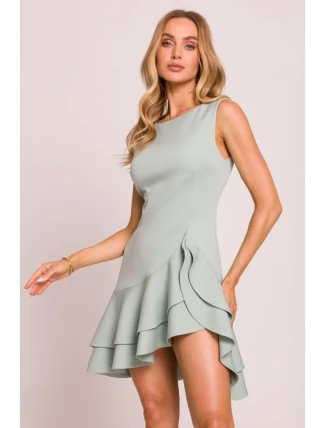 M850 Volánové mini šaty - mätové M850 Volánové mini šaty - mätové