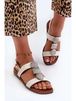 Dámske ploché sandále s ozdobami Sergio Leone White