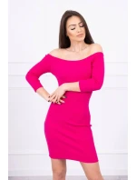 Pruhované vypasované šaty fuchsiovej farby