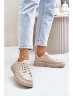 Ocieplane Sneakersy Damskie Big Star MM274618 Beżowe
