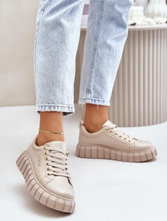 Ocieplane Sneakersy Damskie Big Star MM274618 Beżowe