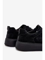 Męskie Sneakersy Na Platformie Zamszowe Big Star OO174012 Czarne