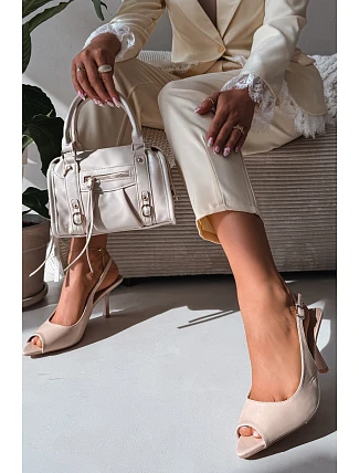 Dámske sandále na podpätku Beige Sevina Dámske sandále na podpätku Beige Sevina