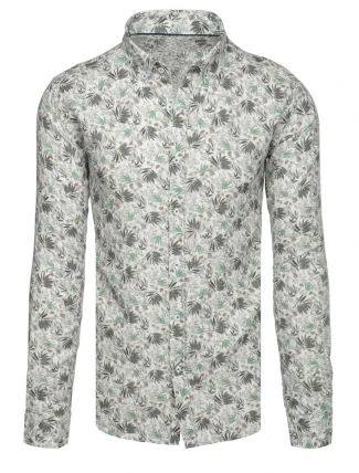 Pánska kvetinová biela košeľa FashionStreet DX2633