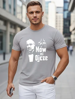Pánske klasické bavlnené tričko so sivou potlačou FashionStreet NX5145R