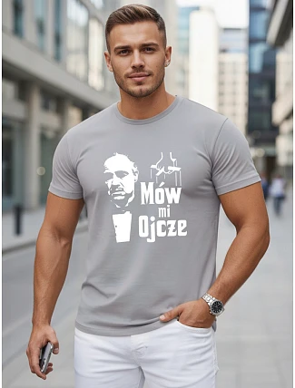 Pánske klasické bavlnené tričko so sivou potlačou FashionStreet NX5145R Pánske klasické bavlnené tričko so sivou potlačou FashionStreet NX5145R