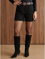 Elegantné dámske šortky s opaskom, čierne, FashionStreet SY0593 Elegantné dámske šortky s opaskom, čierne, FashionStreet SY0593