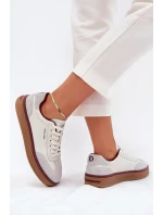 Skórzane Damskie Sneakersy Daniel Lopez Just Dare SS2D4008 Biało-Szare