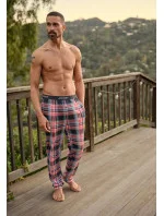 Pánske pyžamové nohavice 500756H 378 červeno-modrá kocka - Jockey