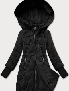 Čierna dámska prechodná prešívaná bunda s úpletovými šnúrkami Libland (LD-7775)