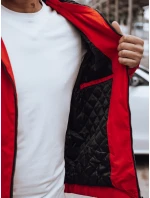 Pánska prechodná bunda s kapucňou červená FashionStreet TX4886 Pánska prechodná bunda s kapucňou červená FashionStreet TX4886