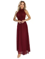 636-1 VERONICA luxusné dlhé šaty s brokátovým akcentom a elegantnou líniou - bordové 636-1 VERONICA luxusné dlhé šaty s brokátovým akcentom a elegantnou líniou - bordové