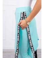 Nohavice/oblek s nápisom selfie mint