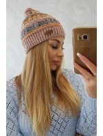 Fleecová čiapka Patrycja K254 pink+cappuccino