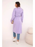 Dámsky kabát do pása s golierom svetlo fialový Dámsky kabát do pása s golierom svetlo fialový