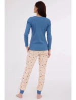 Dámske pyžamo Sammy 723/380 Džínsy modré s béžovým vzorom - Cornette Dámske pyžamo Sammy 723/380 Džínsy modré s béžovým vzorom - Cornette
