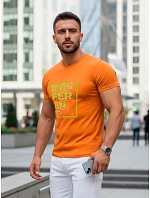 Pánske oranžové tričko s potlačou FashionStreet NX5008R