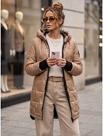 Dámska prešívaná prechodná bunda s kapucňou, béžová, FashionStreet TY5791 Dámska prešívaná prechodná bunda s kapucňou, béžová, FashionStreet TY5791