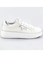 Bielo-strieborné šnurovacie tenisky sneakers s hviezdičkou (BB126L) Bielo-strieborné šnurovacie tenisky sneakers s hviezdičkou (BB126L)