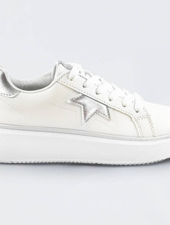 Bielo-strieborné šnurovacie tenisky sneakers s hviezdičkou (BB126L)