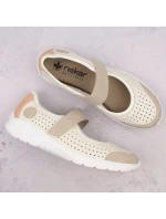 Pohodlné šnurovacie topánky Rieker W RKR575A beige