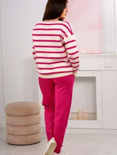 Sveter set Pruhovaná mikina + Nohavice fuchsie