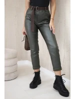 Voskované nohavice s khaki opaskom