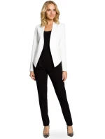 M031 Asymetrická bunda s dlhými rukávmi a golierom - farba ecru