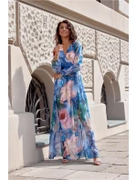 Denné šaty SUK0419 modro-zelené - Roco Fashion