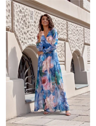 Denné šaty SUK0419 modro-zelené - Roco Fashion