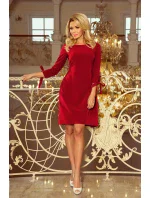 Dámske šaty v bordovej farbe s mašľami model 6291446