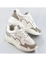 Biele dámske športové topánky na platforme (C1090)