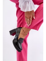 Lakované čierne lodičky Terimene s hrubými podpätkami