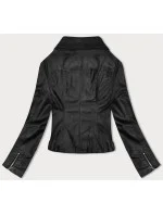 Čierna bunda ramoneska s opaskom (11Z8061)