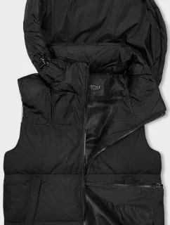 Dámska krátka vesta s kapucňou j.style čierna (16M9112-392)