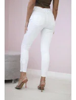 Nohavice z farebného denimu s bielou mašľou