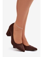 Lodičky z eko semiše na jehlovém podpatku Sergio Leone PB414 čokoládové